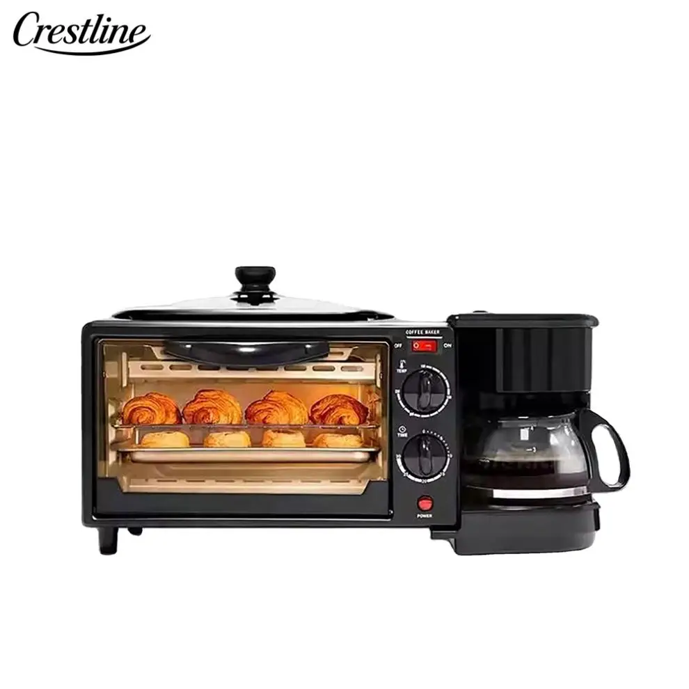 High Quality 3-in-1 Breakfast Maker Multifunction Electric Sandwich Machine with Toaster Oven & Coffee Maker for Small Kitchens