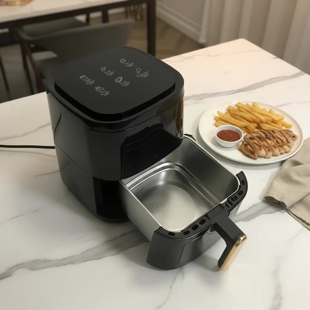 Modern Stainless Steel Inner Basket 5L Digital Control Air Fryer with Overheat Protection and Healthy Surface 6 Menus Household