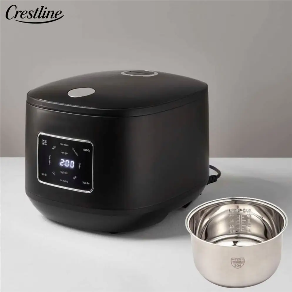Luxury Upgrade 5L Electric Smart Rice Cooker with Automatic Stainless Steel Inner Pot Square Design for Household Food Cooking