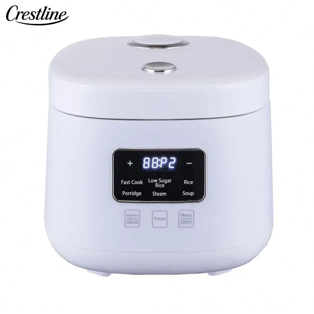 Smart Home Electric 2L Mini Rice Cooker Portable Digital Non-Stick Kitchen Appliance with Measuring Cup Accessory