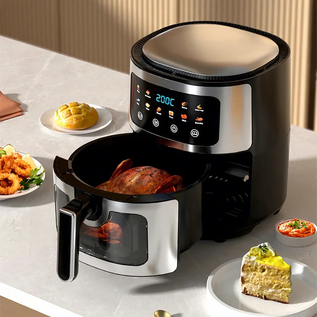 Factory Price Stainless Steel Touch Screen 5L Large Capacity Digital Control Oven 1300W Air Fryer for Family Meals