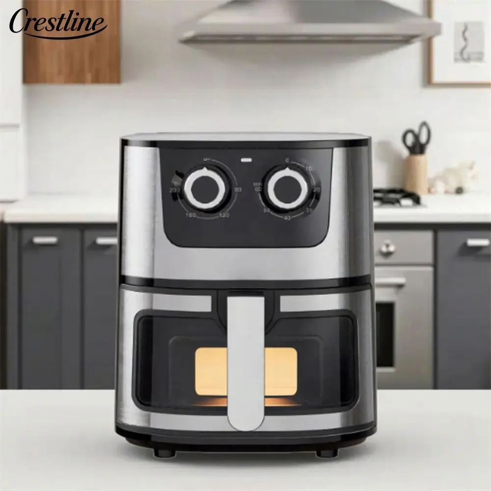 Hot Sale 4.5L Stainless Steel Square Oil-Free Air Fryer Oven with LCD Display and Visual Window for Household Use