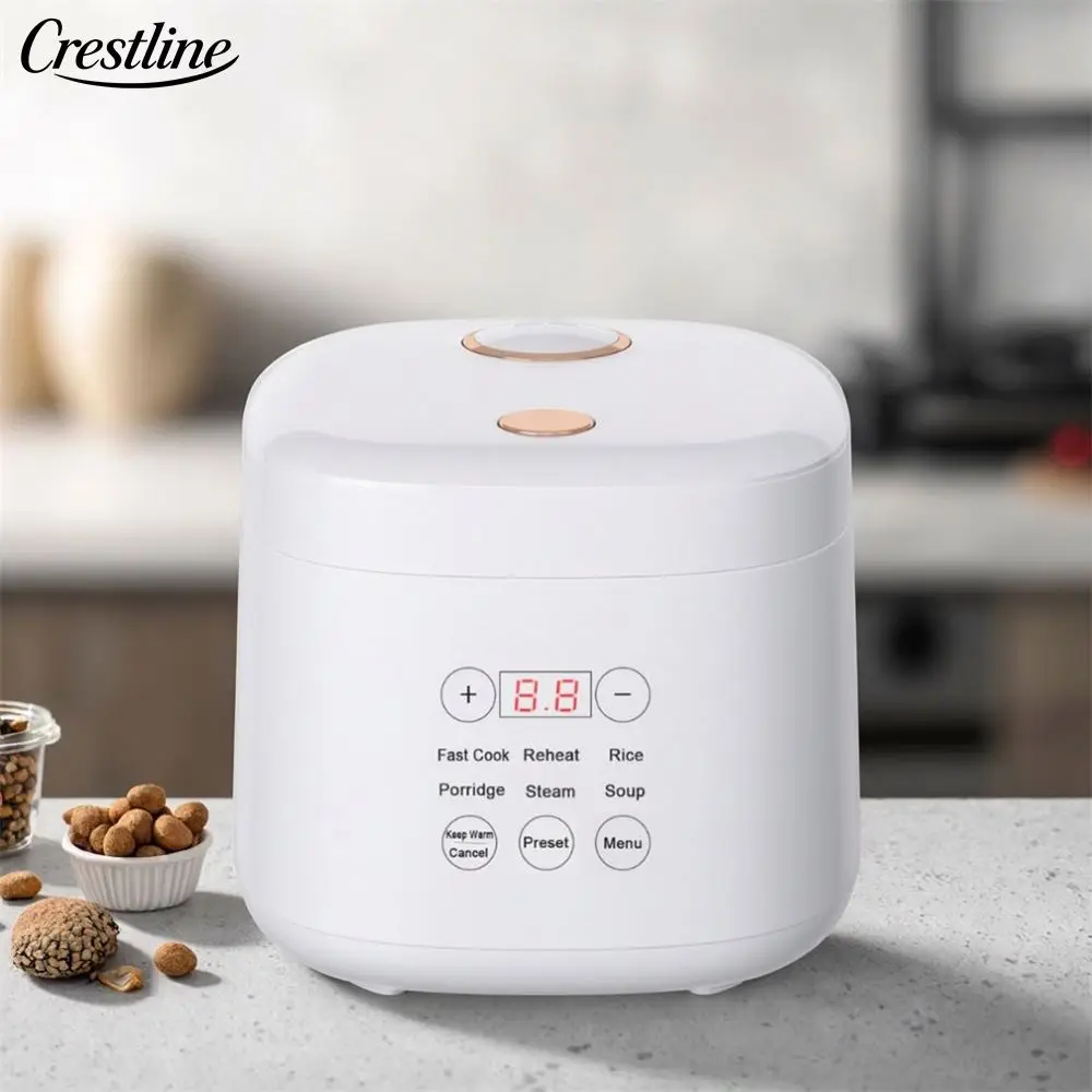2L Digital Smart Electric Mini Rice Cooker Low Sugar Function Measuring Cup 6 Menus 24 Hours Timer Plastic Housing Aluminum